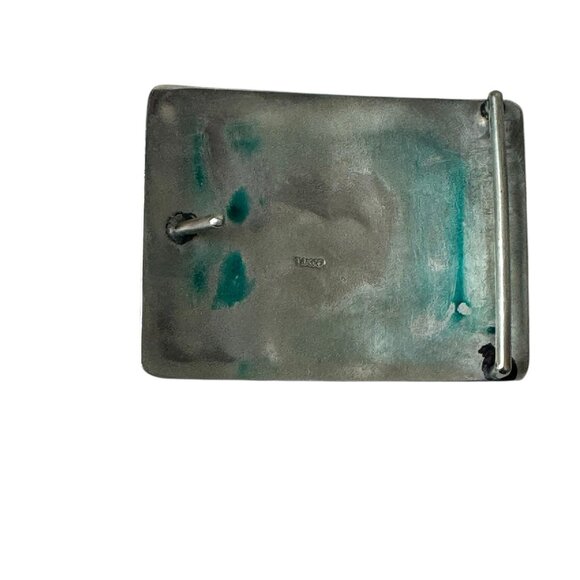 Vintage TAXCO Sterling Silver Inlay Belt Buckle Mosaic Aztec Mayan Design - Picture 4 of 6